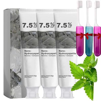 7.5% Nano Hydroxyapatite Toothpaste, Fluoride-Free, for Sensitive Teeth, Fresh Flavor (3-Pack)
