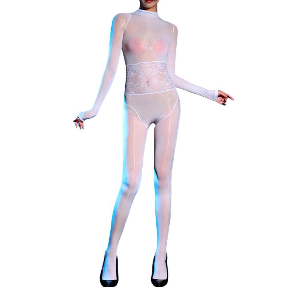 RUIBAVYA Women's Shiny Bodystocking Pantyhose Jumpsuit