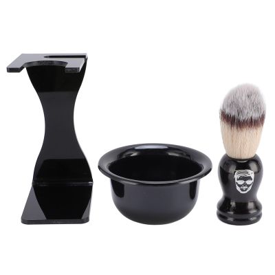 YUYTE Men's Shaving Brush Set with Bowl and Stand, Portable Nylon Brush Travel Kit