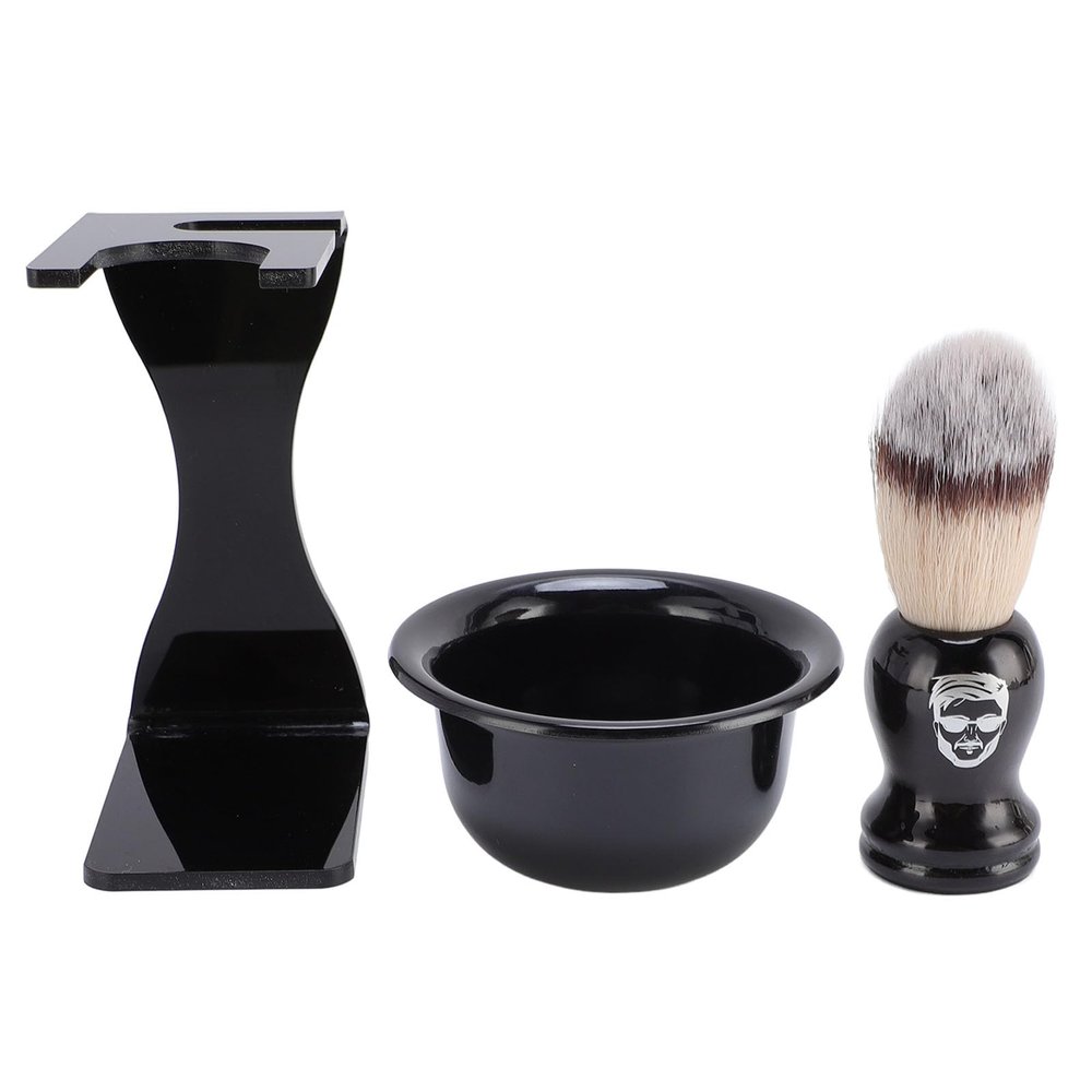 YUYTE Men's Shaving Brush Set with Bowl and Stand, Portable Nylon Brush Travel Kit
