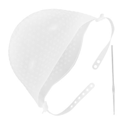 Veemoon Silicone Hair Highlighting Cap with Hook and Punched Holes, Reusable White Cap
