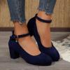 White Women's Heels with High Block Heel and Straps view 2