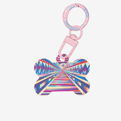 Personalized Cosmic Psychedelia Bone-Shaped Pet ID Tags, Acrylic, Light Pink, Size M