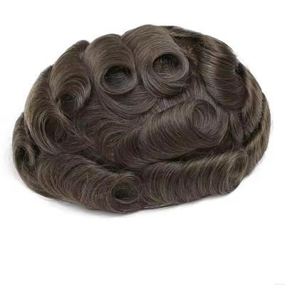 Men's Hair System, 0.06–0.08 mm PU Skin, French Lace, 7 x 9, Medium Light Brown