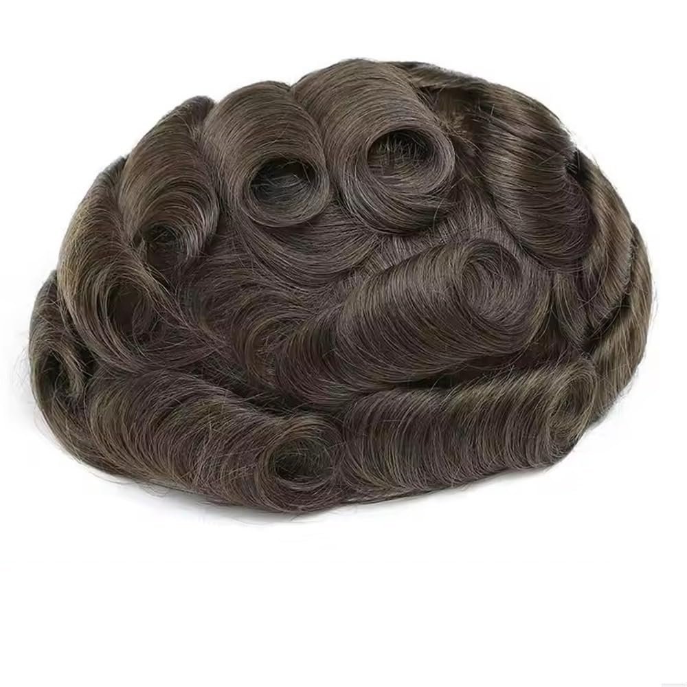 Men's Hair System, 0.06–0.08 mm PU Skin, French Lace, 7 x 9, Medium Light Brown