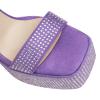 GBBRZKTB Women's Platform Chunky Open-Toe High Heels, Rhinestone Ankle-Strap Pumps, 15 cm, Purple, Size 39 view 4