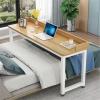 HAJHI Multifunctional Rolling Overbed Table for Double Beds, 120 x 40 cm, Walnut/White - A view 1