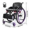 Folding Lightweight Sport Self-Propelled Wheelchair with Aluminum Alloy Frame, Hand Brake, Quick-Release Wheels and Storage Bag view 2