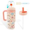 VAVPUP Stainless Steel Whale Tumbler with Handle, 710 mL, Pink view 1