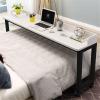HAJHI Multifunctional Hospital Bed Table for Double Beds, Rolling Laptop Tray Side Table, 160 × 40 cm, White-Black-A view 1