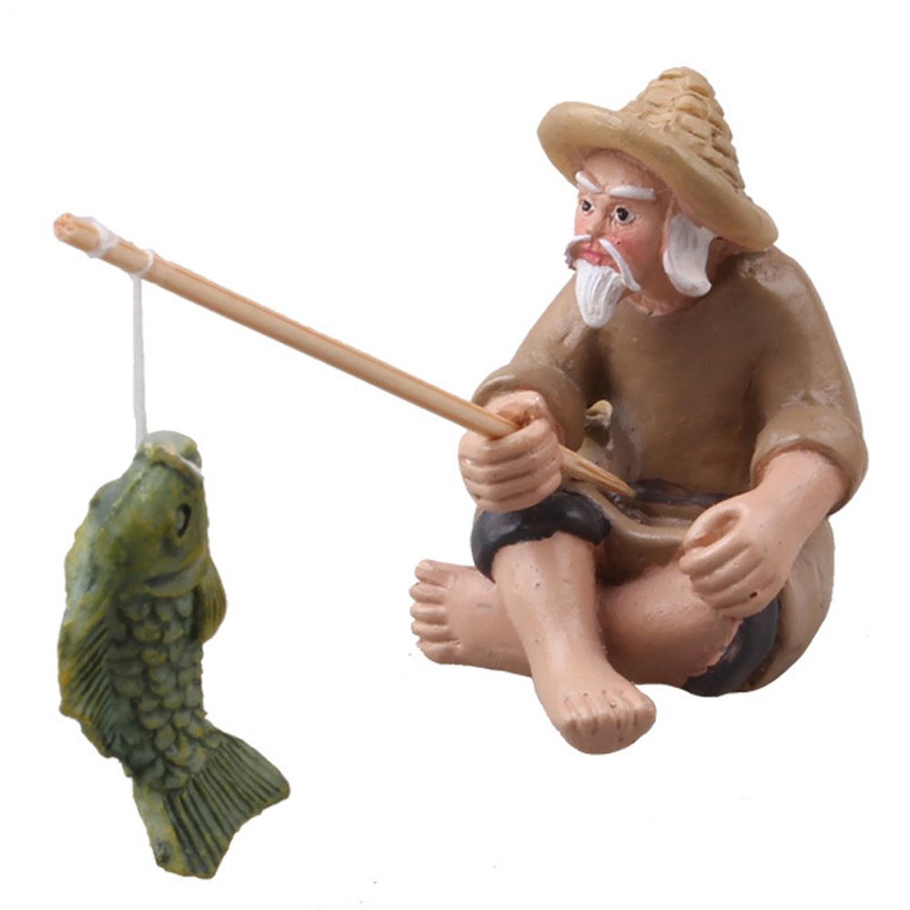 Generic Aquarium Decoration | Small Fisherman Figure