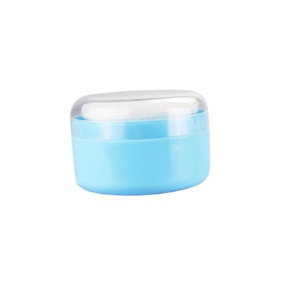 2 Powder Puffs with Container, Blue Powder Box with Sifter