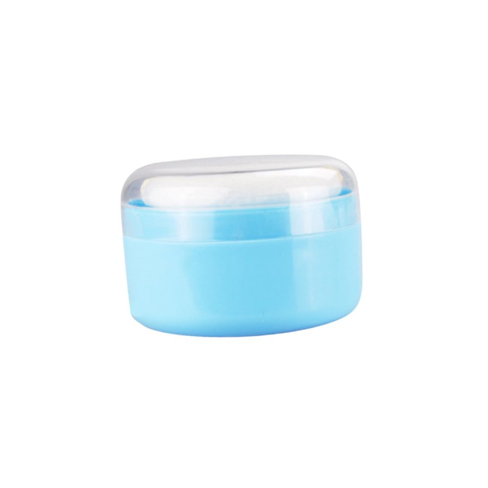 2 Powder Puffs with Container, Blue Powder Box with Sifter