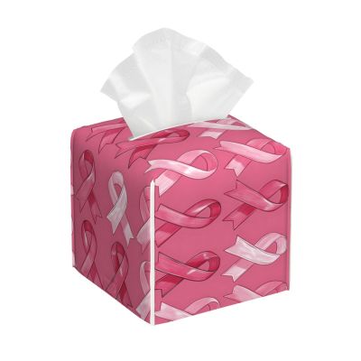 Square Foldable Tissue Box Cover with Pink Bow Print