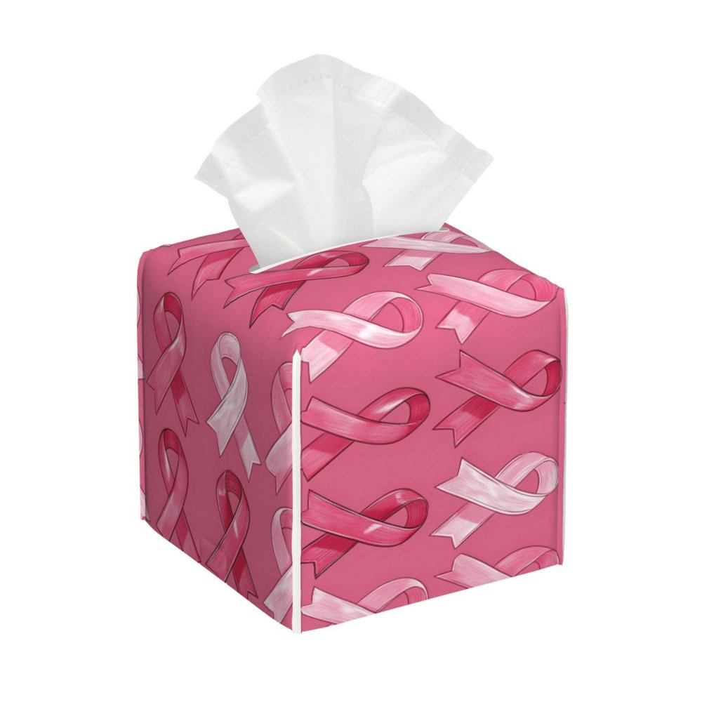 Square Foldable Tissue Box Cover with Pink Bow Print
