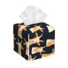 Square Foldable Tissue Box with Cute Goat Pattern, PVC Leather view 1