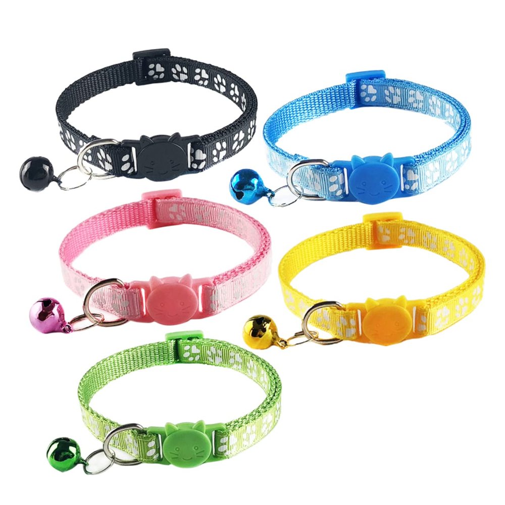 Abaodam Stylish Pet Collars with Bell - Adjustable Cat Collars 5-Pack