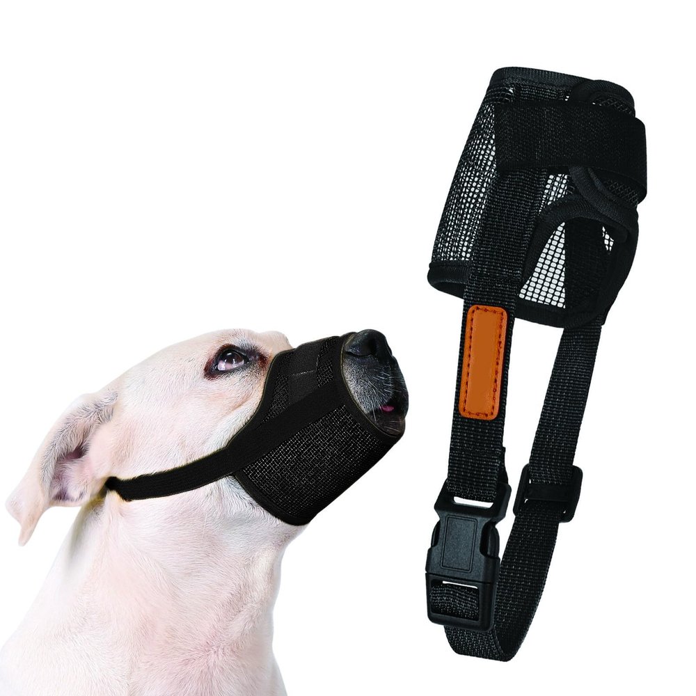 ARYIMYDP Muzzle for Medium and Large Dogs, Nylon Mesh, Breathable, Adjustable Straps, Black-XL