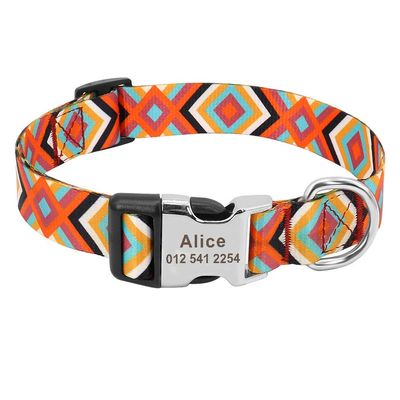 LYVQZPWLR Dog Harness with Tool, Fashion Nylon Print Leash Collar (147 Orange, 30 to 42 cm)