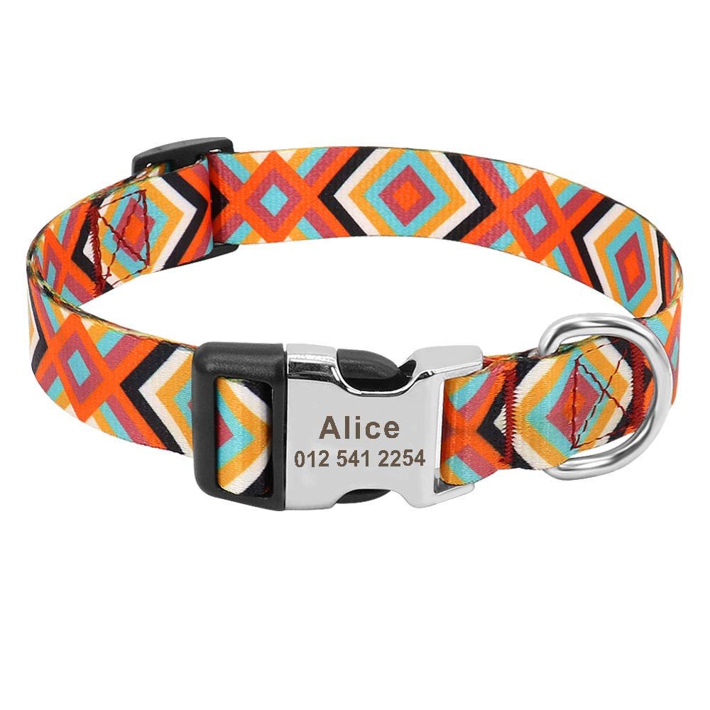 LYVQZPWLR Dog Harness with Tool, Fashion Nylon Print Leash Collar (147 Orange, 30 to 42 cm)
