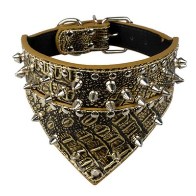 LYVQZPWLR Basic Leather Dog Collar with Bandana, Golden Brown, Medium