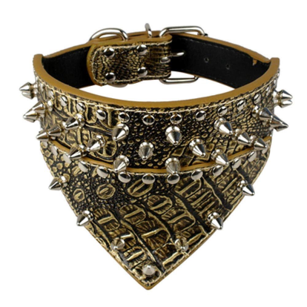 LYVQZPWLR Basic Leather Dog Collar with Bandana, Golden Brown, Medium
