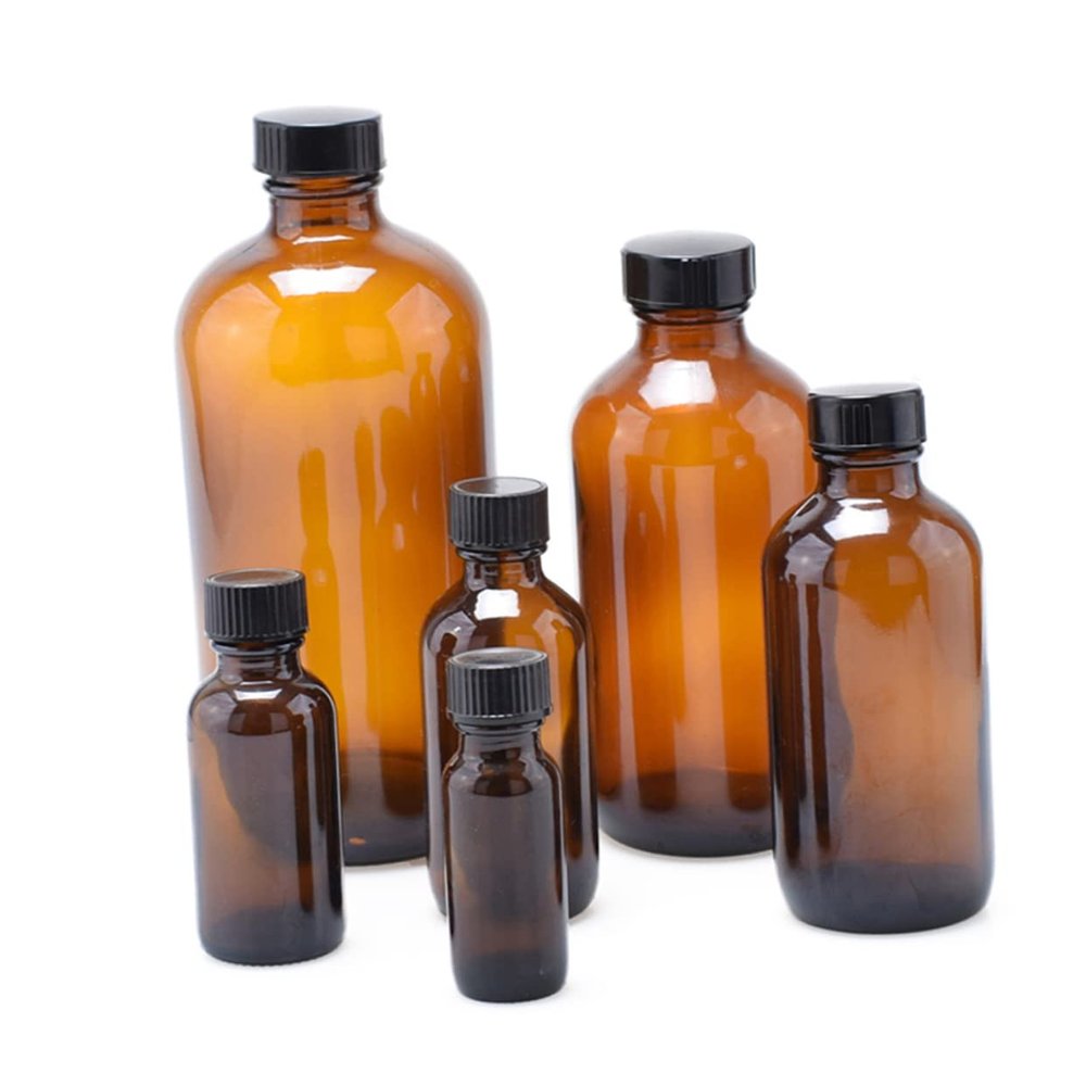 JECOMPRIS 30 ml Amber Glass Bottles, 4-Pack, Round with Bakelite Caps