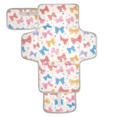 Reusable Cartoon Baby Changing Mat with Pillow and Wipe Pocket