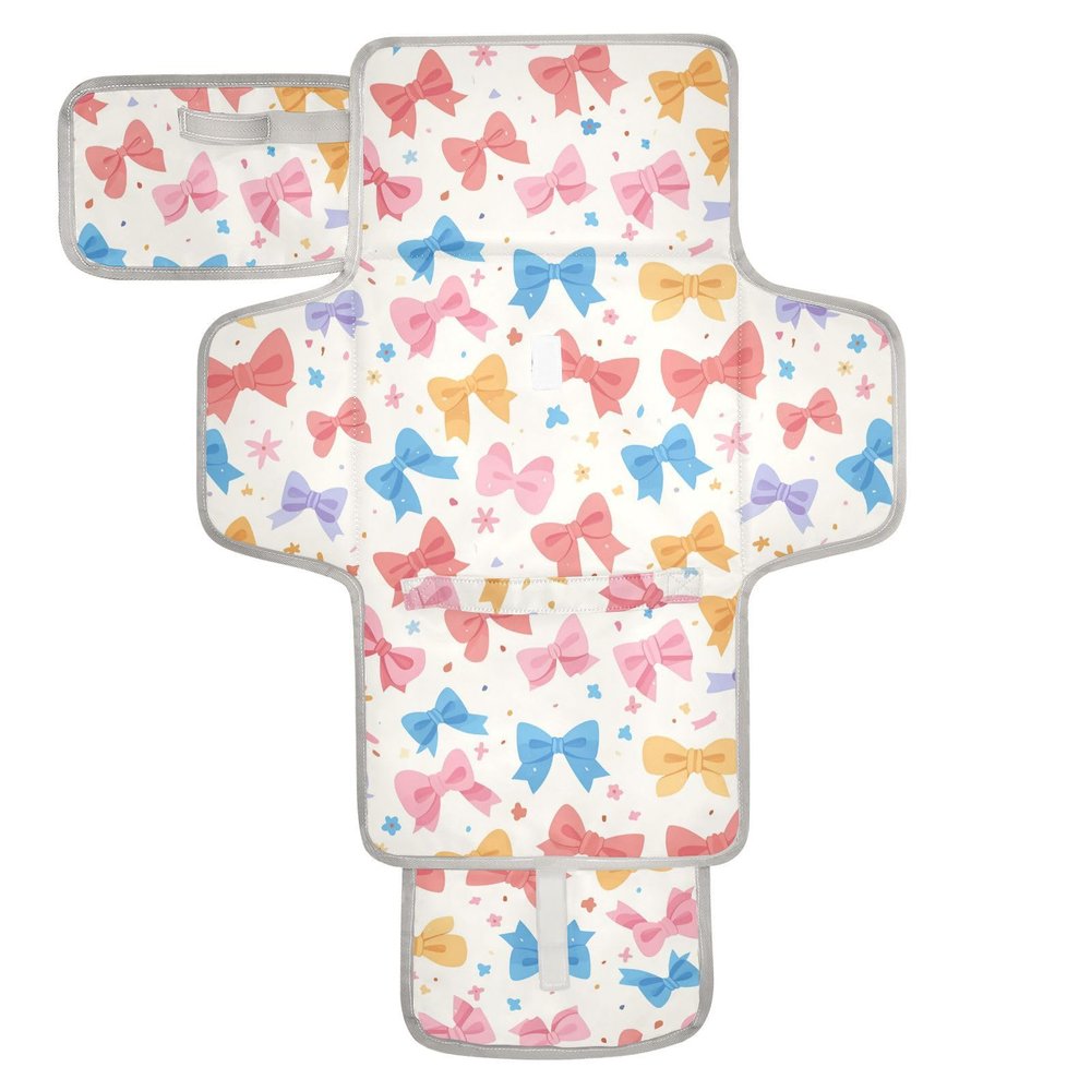 Reusable Cartoon Baby Changing Mat with Pillow and Wipe Pocket