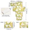 Chic Calla Lily Lemon Yellow and Light Green Reusable Portable Changing Pad with Wipe Pocket view 4