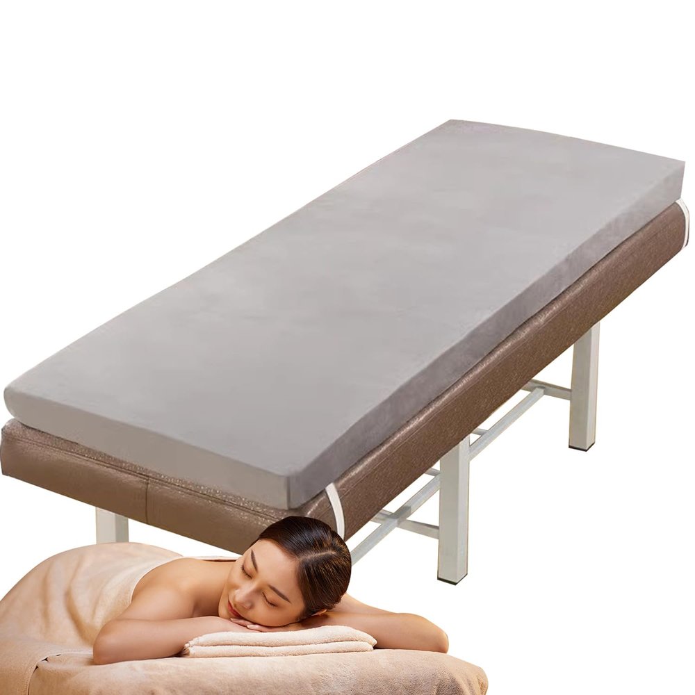 LDLCYCN Gray 180 × 60 cm Massage Table Mattress Topper, 8 cm Thick Foam with Elastic Band