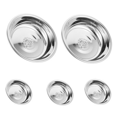 Round Stainless Steel Cat Food Bowls, 5-Pack, for Kittens and Pets