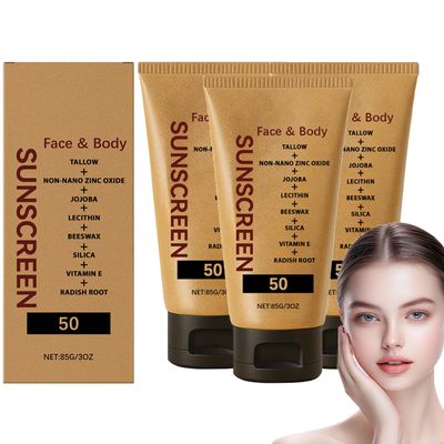 Tallow Sunscreen SPF 50 with Non-Nano Zinc Oxide for Face and Body