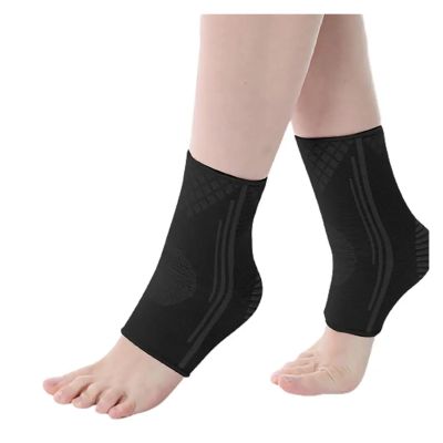 QSCTYG 1 Pair Soft Ankle Braces, High Elasticity, Supportive Compression Ankle Sleeves, Black, L