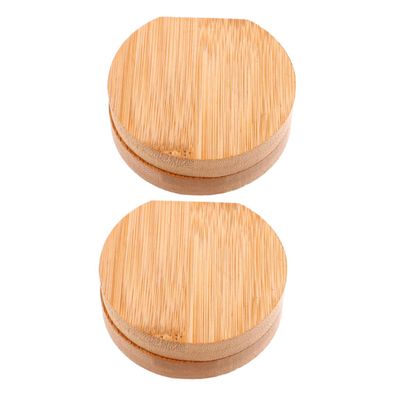 FRCOLOR 2-Piece Folding Bamboo Compact Mirrors for On the Go, Khaki