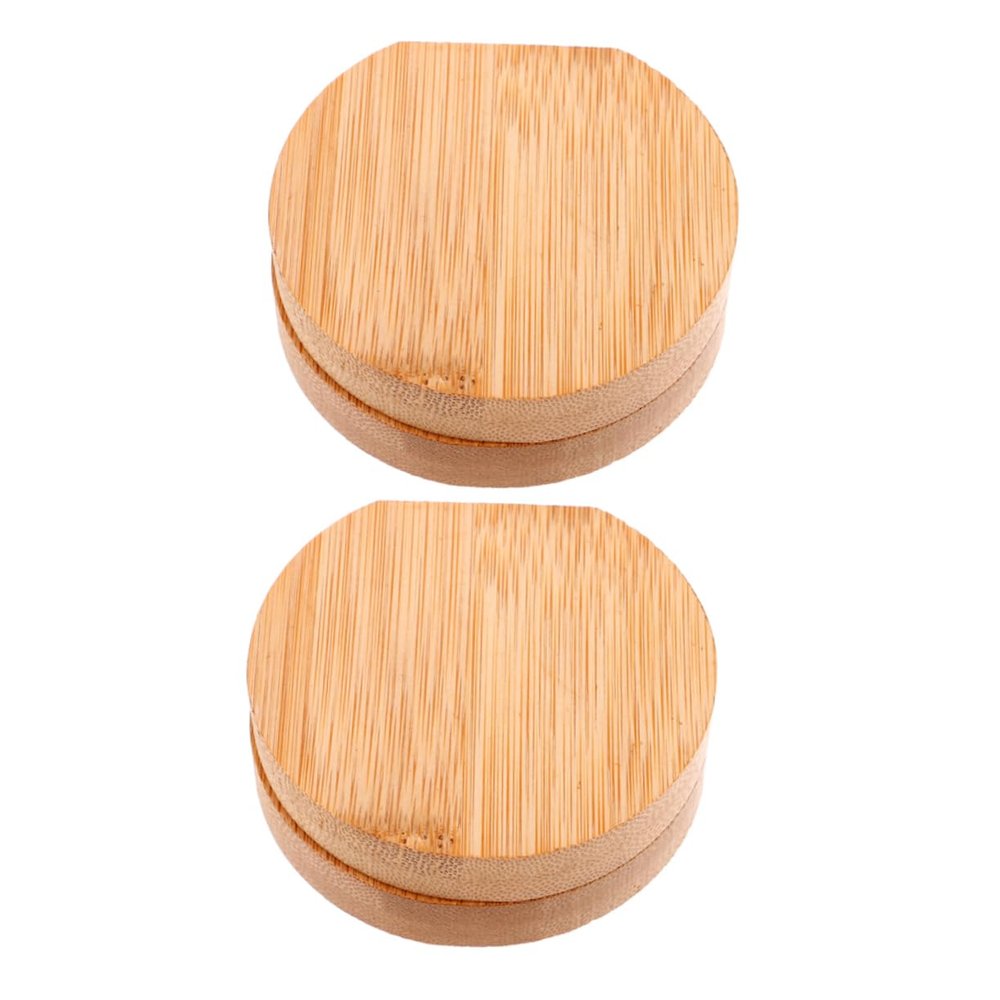 FRCOLOR 2-Piece Folding Bamboo Compact Mirrors for On the Go, Khaki