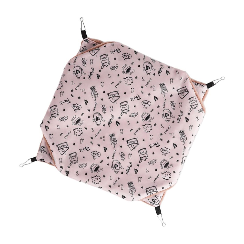 TOYANDONA Small Animal Hammock Bed, Rabbit Plush and Polyester Taffeta, Double-Layer, Foldable