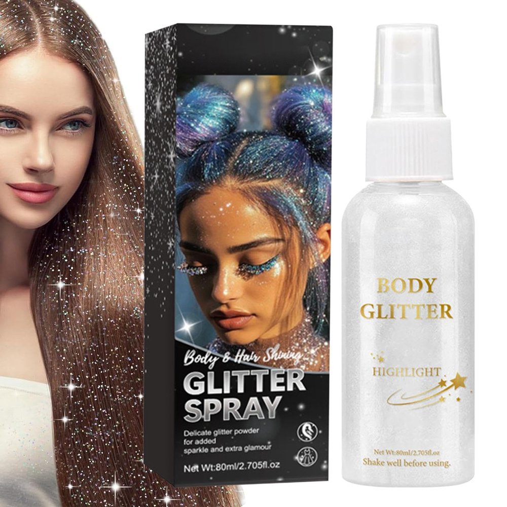 Hair Glitter Spray, Holographic Glitter Highlighter Powder
