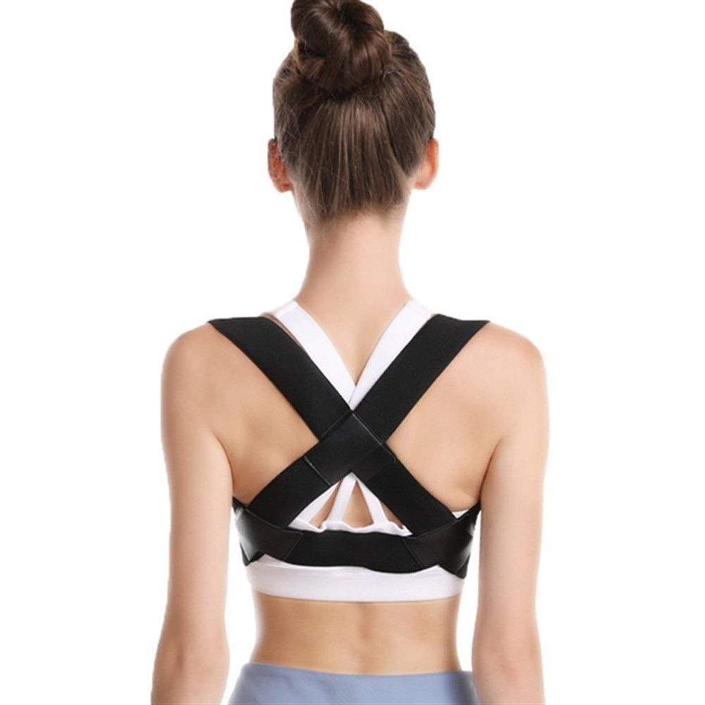 FOELANNE Figure-8 Posture Corrector for Men and Women, Back and Shoulder Support, Black, Size S