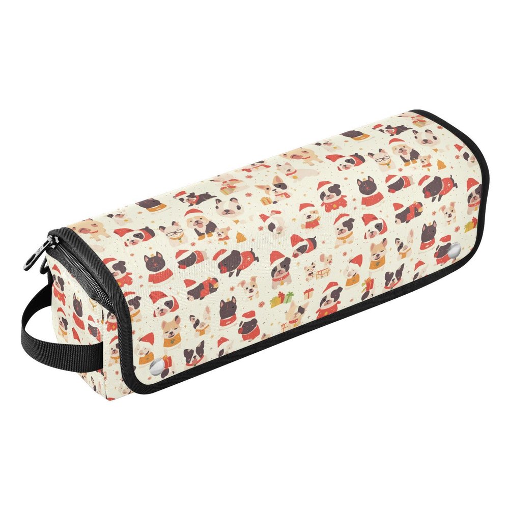 FRODOTGV Portable Travel Bag for Women and Men, Heat-Resistant Mat with Zippered Storage Pockets for Flat Irons, Flat Hair Dryers, Christmas, French Bulldog