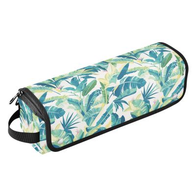 FRODOTGV Sunflowers Honey Bees Gnomes Curling Iron Travel Bag for Women, Waterproof Organizer Storage Bag with Heat-Resistant Mat for Flat Irons and Straighteners, Tropical Banana Leaf, 1 Size