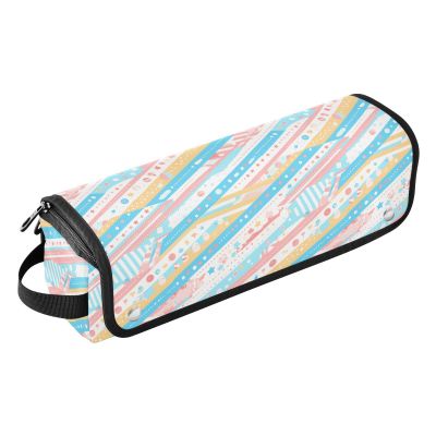 FRODOTGV Women's Hair Tool Travel Bag, Double-Layer Tote with Heat-Resistant Mat, Baseball Blue Striped, One Size