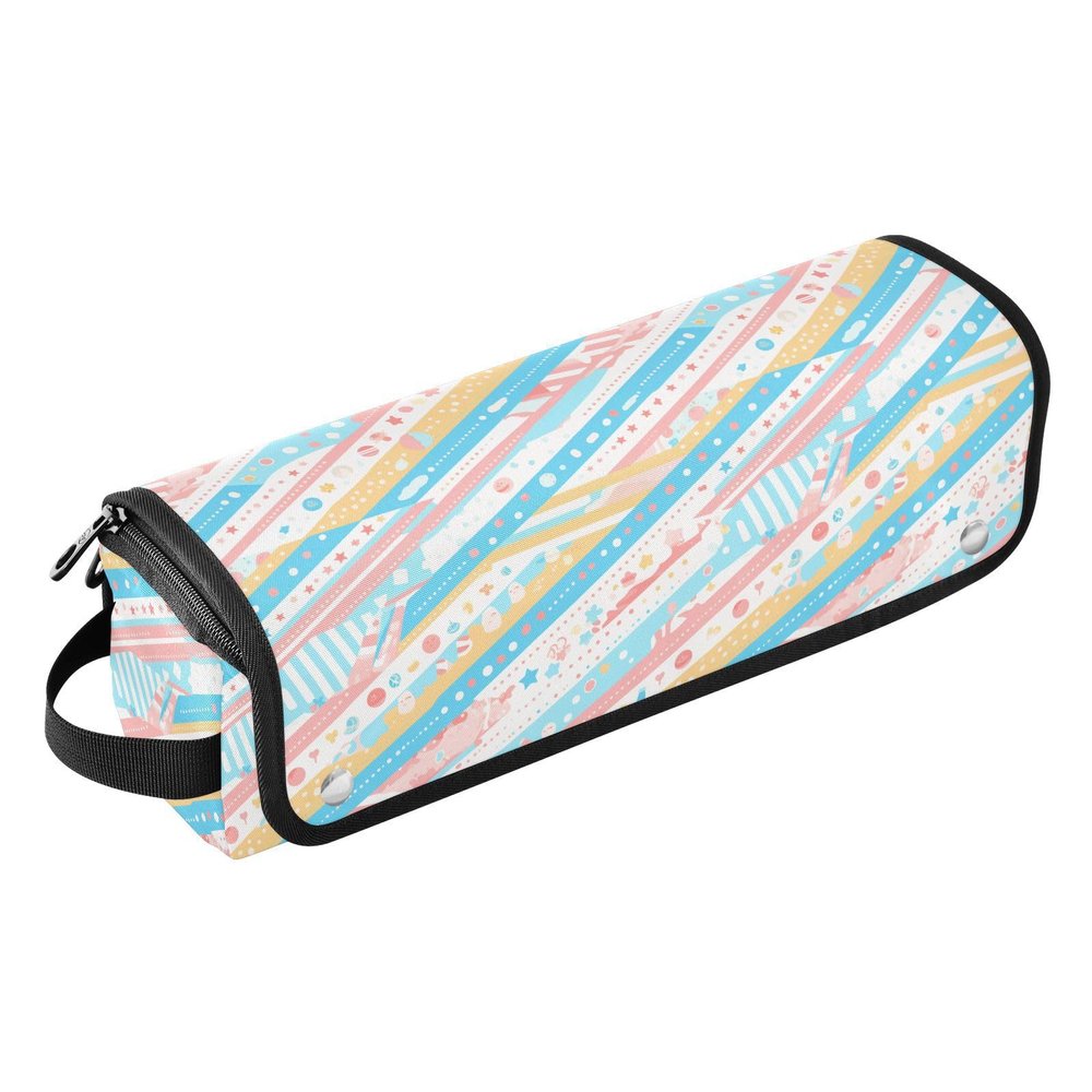 FRODOTGV Women's Hair Tool Travel Bag, Double-Layer Tote with Heat-Resistant Mat, Baseball Blue Striped, One Size