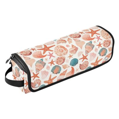 FRODOTGV Sunflowers Honey Bees Gnomes Curling Iron Travel Bag for Women, Waterproof Organizer with Heat-Resistant Mat, Shells and Starfish