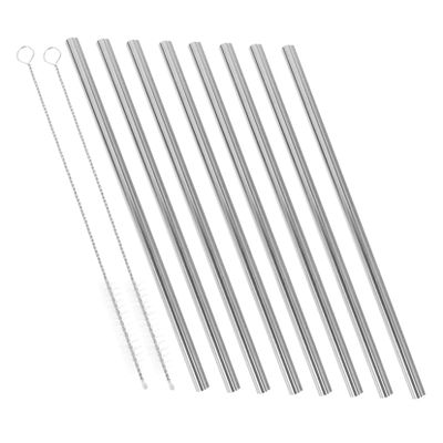 HAMPPLIES Heart-Shaped Metal Straws with Cleaning Brushes, Silver