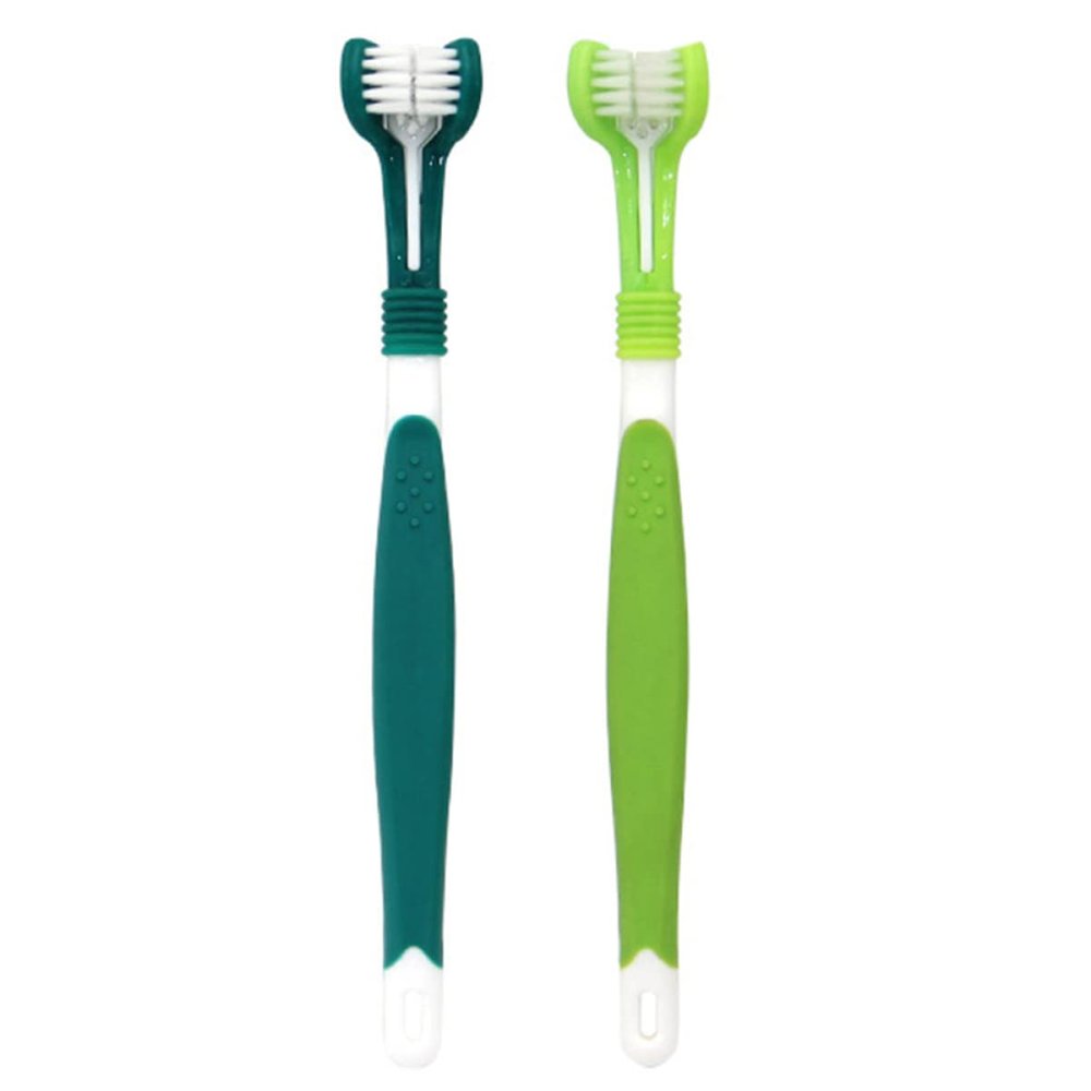 JOINPAYA 2-Pack Triple-Headed Pet Toothbrushes for Dogs and Cats