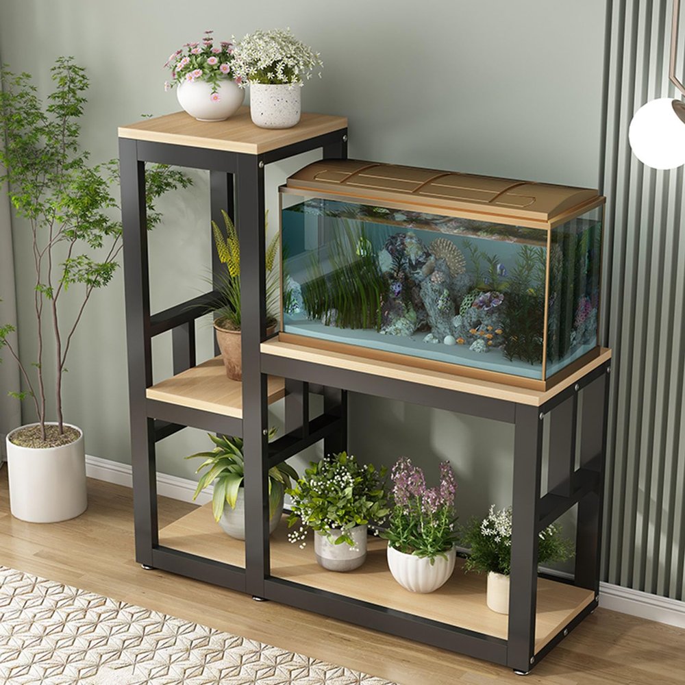 Double-Tier Aquarium Stand, Wrought-Iron Terrarium Rack