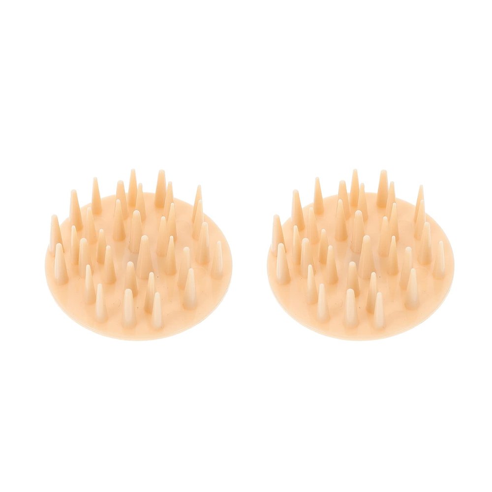 SAFIGLE Silicone Scalp Massage Brush Set, 2 Pieces, Dual-Use Hair-Washing Brush for Men, Beige