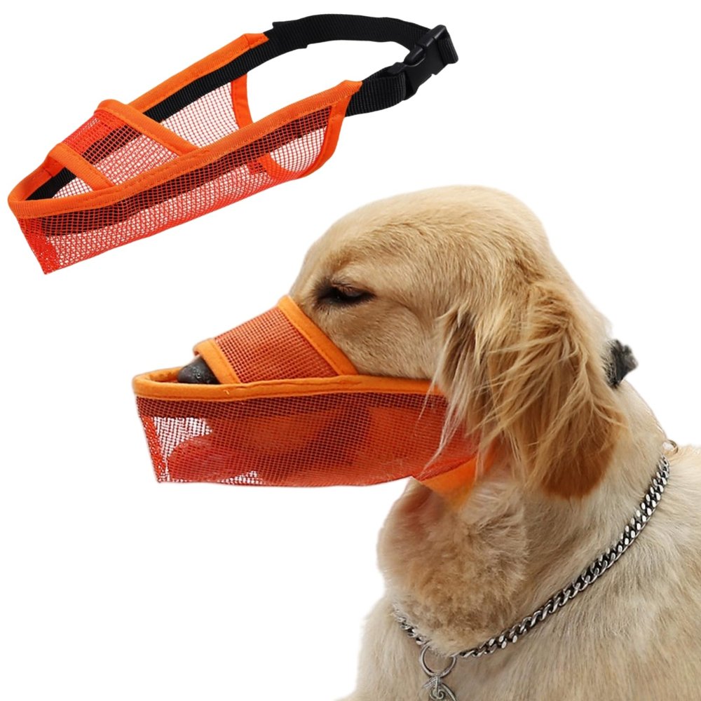 MUYYIKA Soft Mesh Muzzle for Dogs, Nylon Mesh Muzzle for Small, Medium and Large Dogs, Allows Panting and Drinking