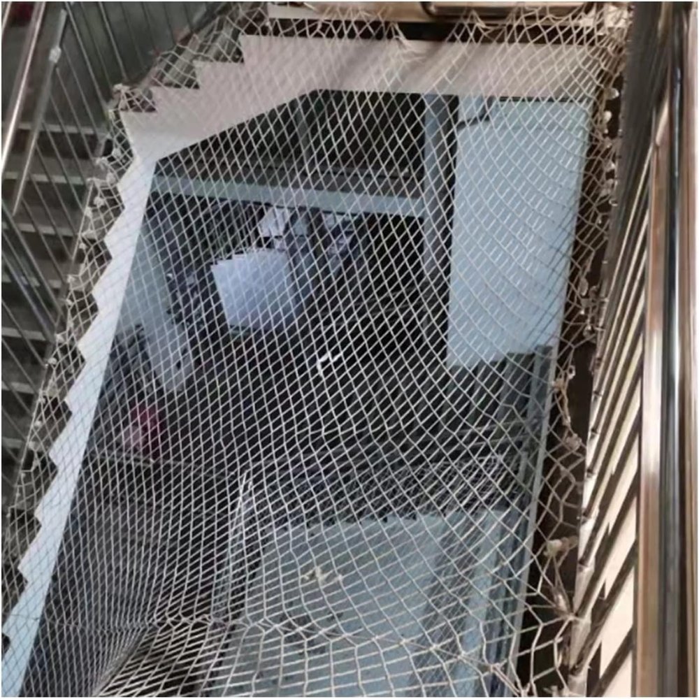 Child Safety Net for Balconies and Stair Railings, 4 mm x 8 cm Nylon Fall Protection with Fastening Ropes (1.2 x 8 m)